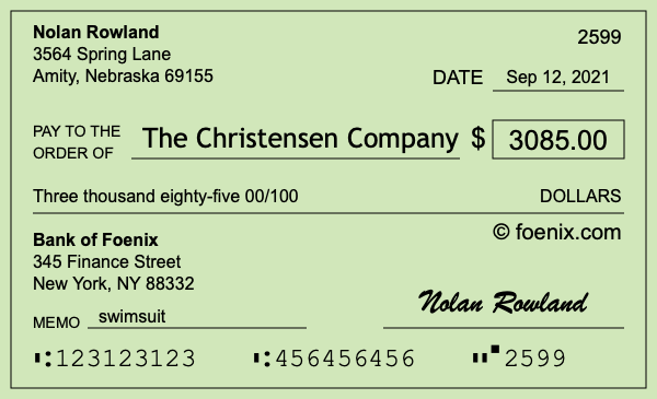 How to write a check for $3,085