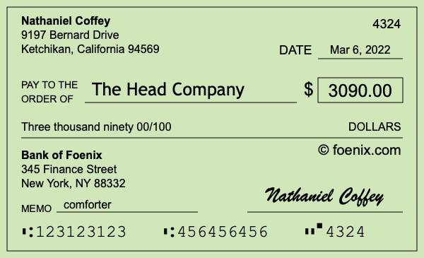 How to write a check for $3,090