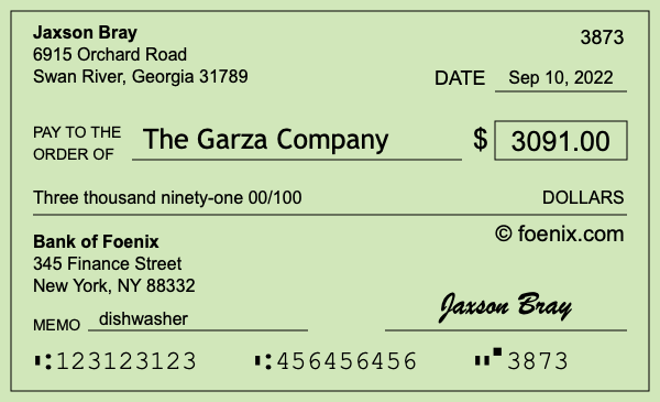 How to write a check for $3,091