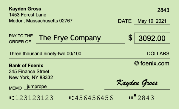 How to write a check for $3,092