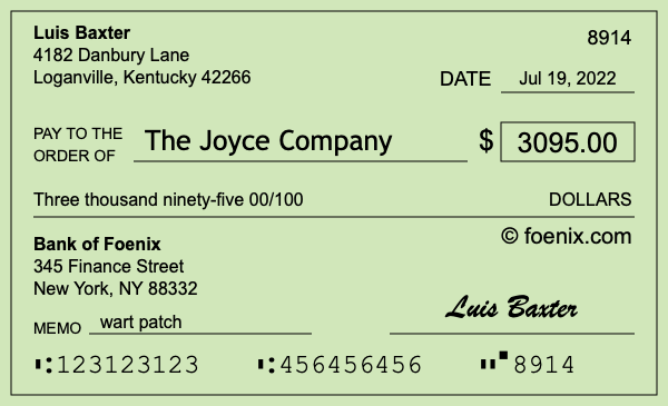 How to write a check for $3,095