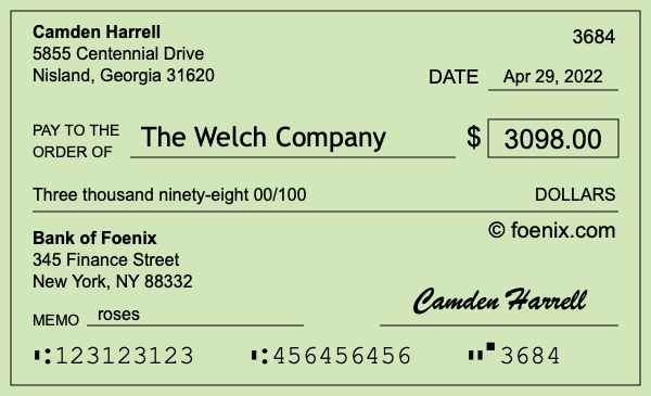 How to write a check for $3,098