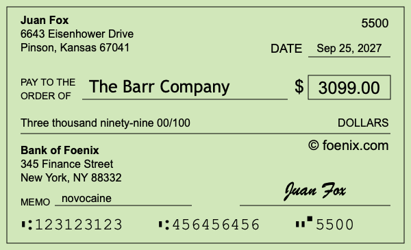 How to write a check for $3,099