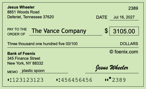 How to write a check for $3,105