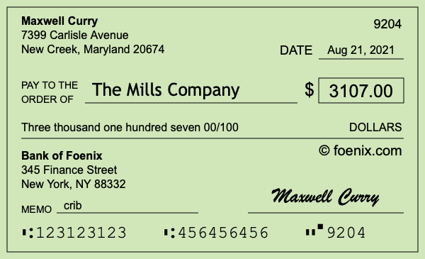 How to write a check for $3,107
