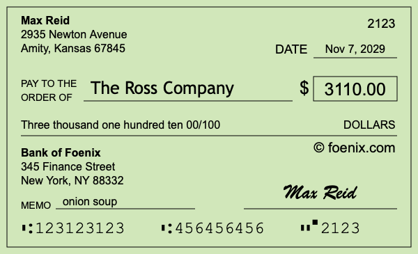 How to write a check for $3,110