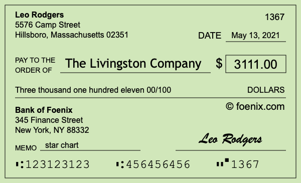 How to write a check for $3,111