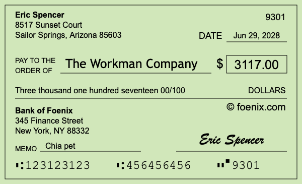How to write a check for $3,117