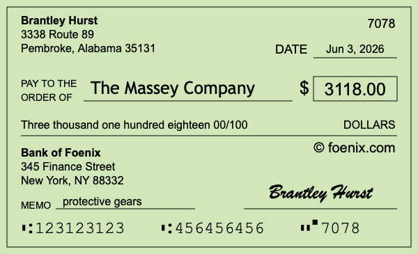 How to write a check for $3,118