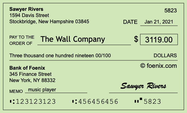 How to write a check for $3,119