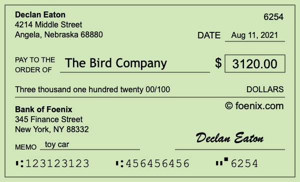 How to write a check for $3,120