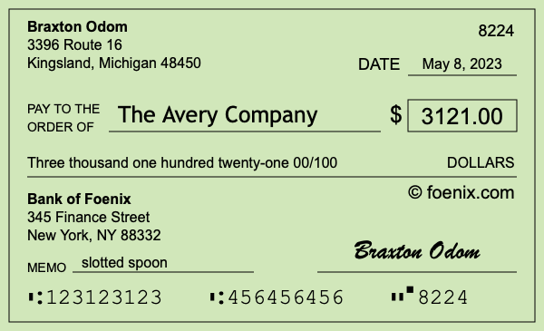How to write a check for $3,121