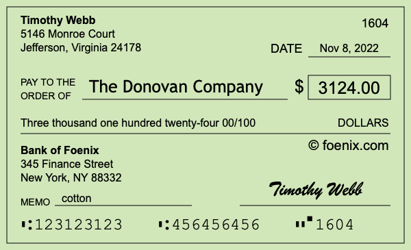 How to write a check for $3,124