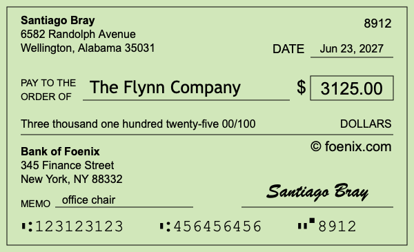 How to write a check for $3,125