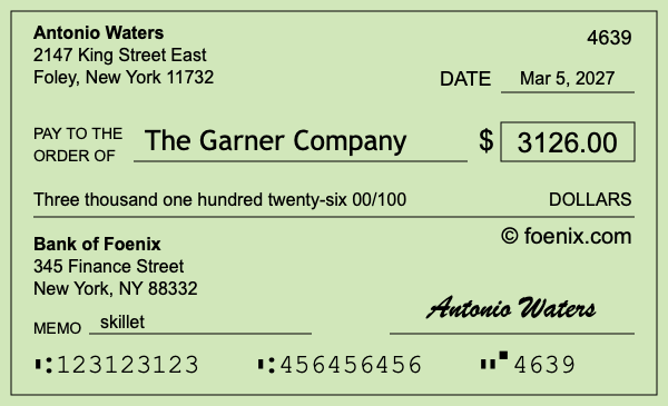 How to write a check for $3,126