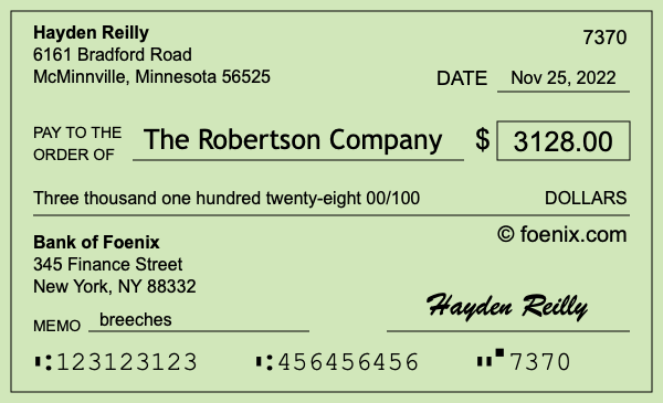 How to write a check for $3,128
