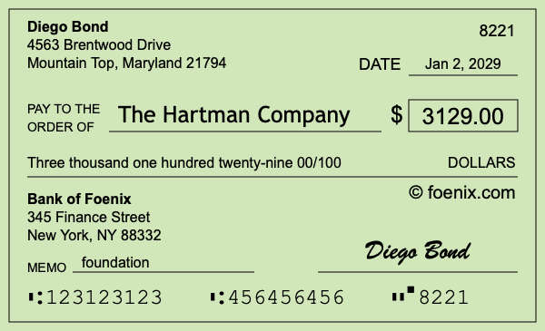 How to write a check for $3,129