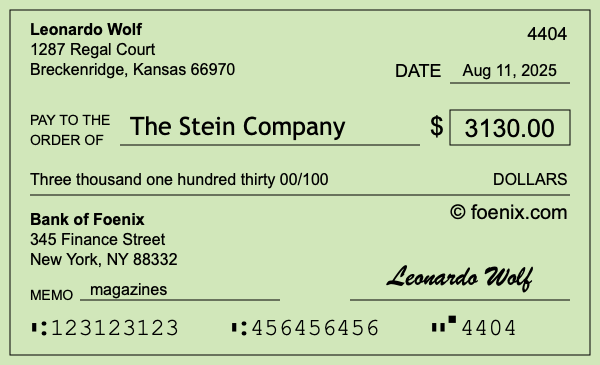 How to write a check for $3,130