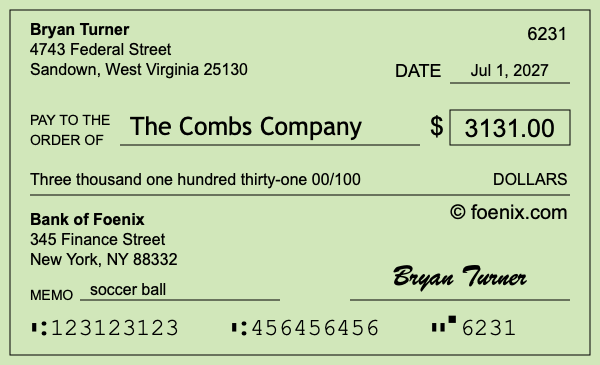 How to write a check for $3,131