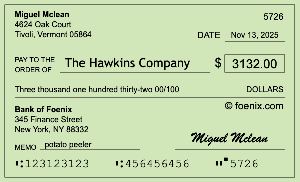 How to write a check for $3,132