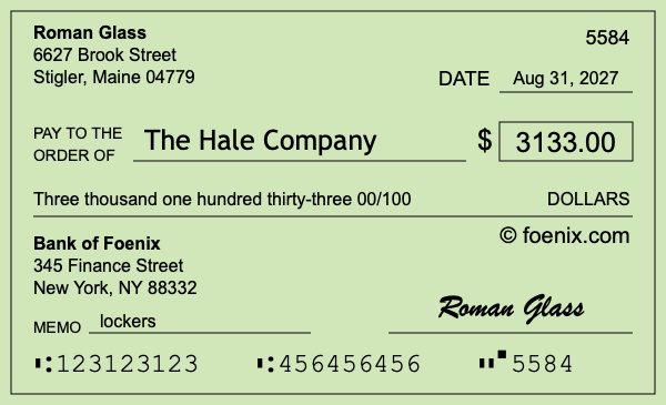 How to write a check for $3,133