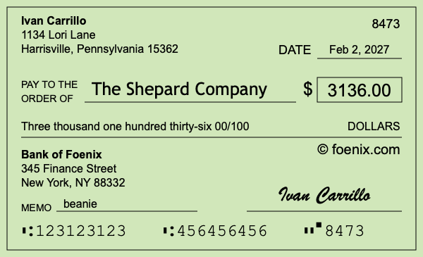 How to write a check for $3,136