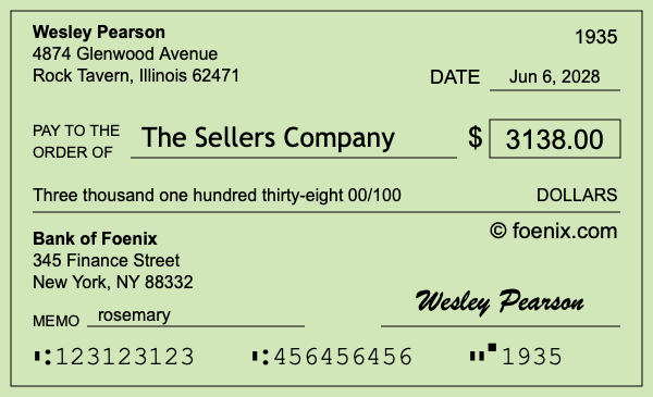 How to write a check for $3,138