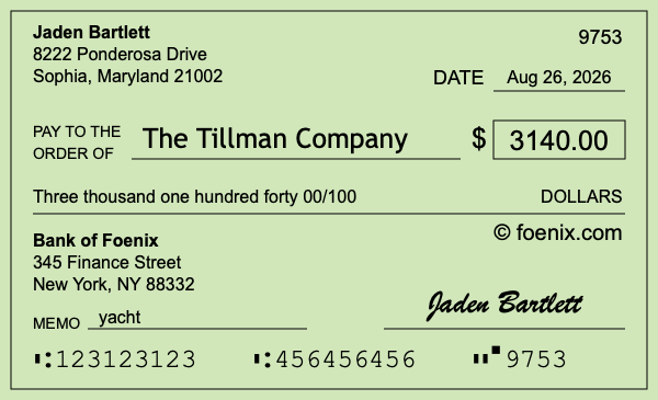 How to write a check for $3,140