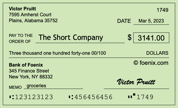 How to write a check for $3,141