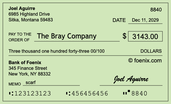 How to write a check for $3,143