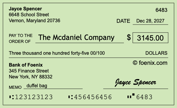 How to write a check for $3,145