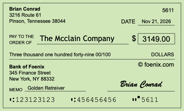 How to write a check for $3,149