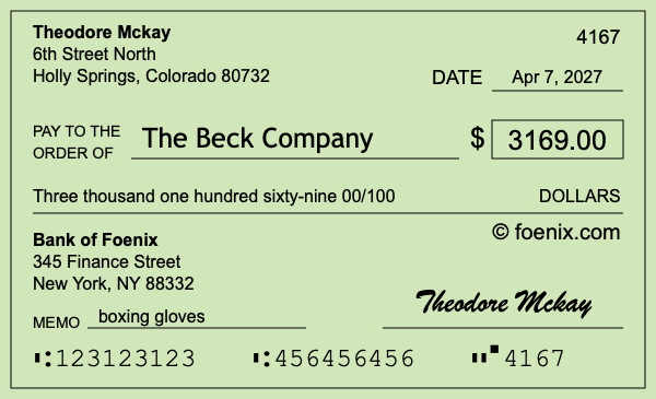 How to write a check for $3,169