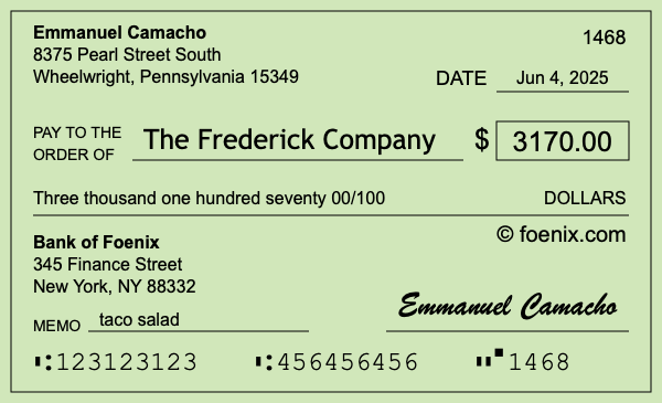 How to write a check for $3,170
