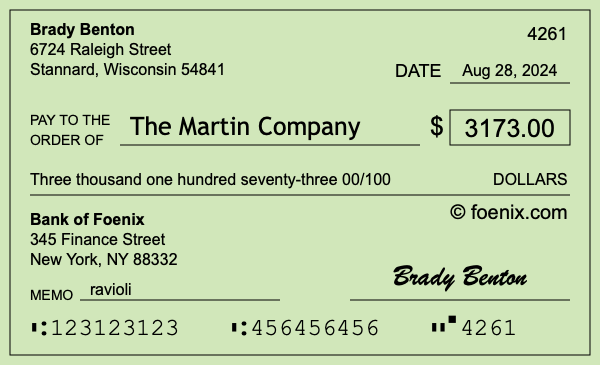 How to write a check for $3,173
