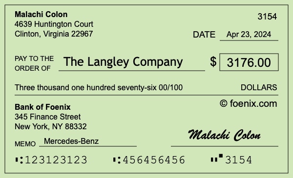 How to write a check for $3,176