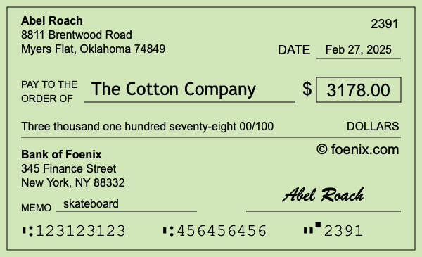 How to write a check for $3,178
