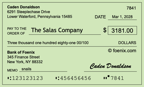 How to write a check for $3,181