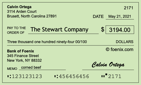 How to write a check for $3,194