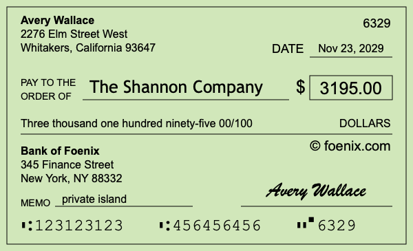 How to write a check for $3,195
