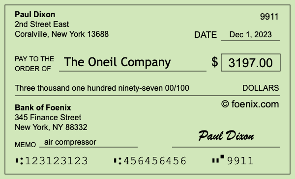 How to write a check for $3,197