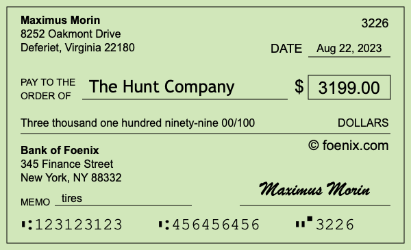 How to write a check for $3,199