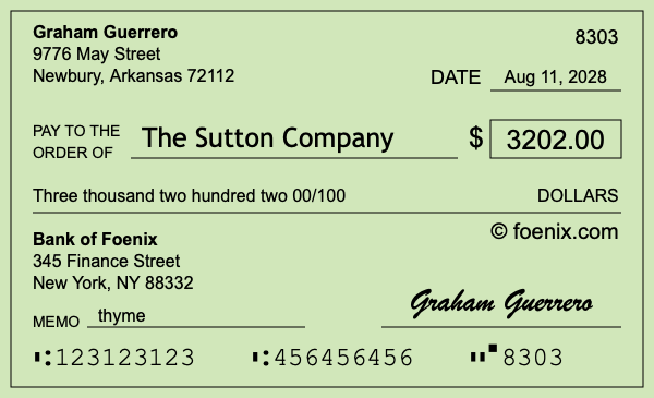How to write a check for $3,202