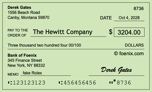 How to write a check for $3,204