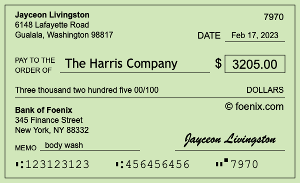 How to write a check for $3,205