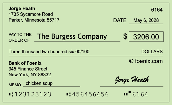 How to write a check for $3,206