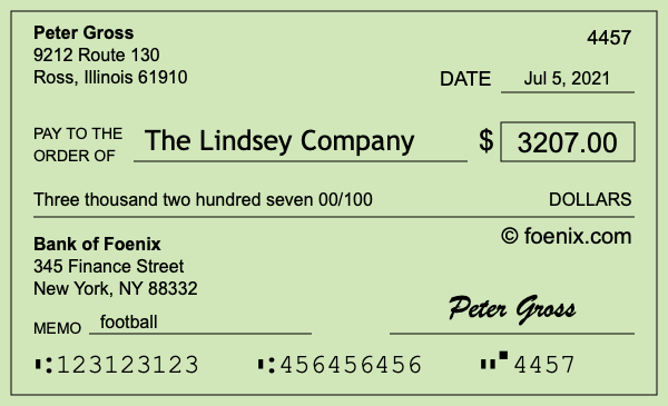 How to write a check for $3,207