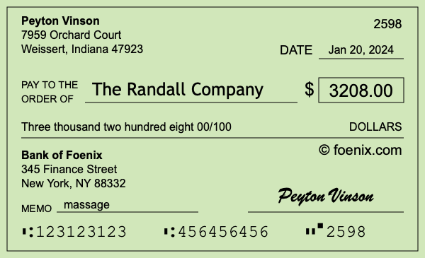 How to write a check for $3,208