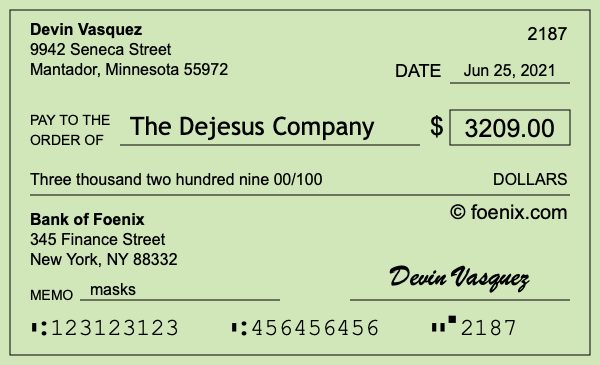 How to write a check for $3,209