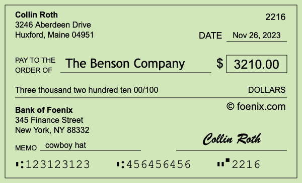How to write a check for $3,210